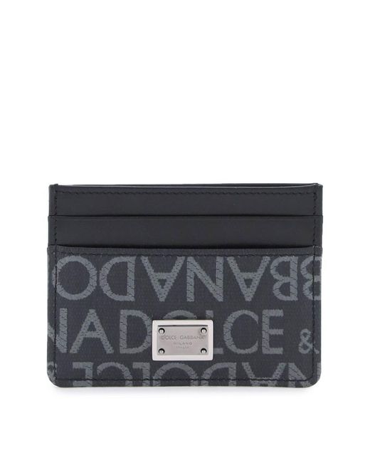Dolce & Gabbana Gray Coated Jacquard Cardholder for men