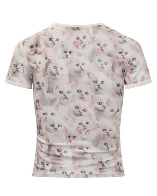 DIESEL White T-shirt With Kitten Print