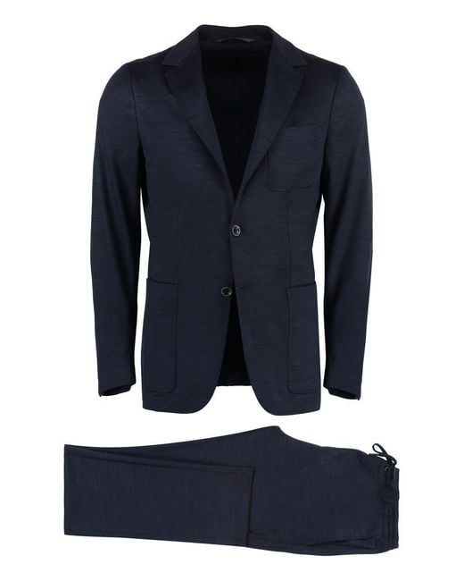 Canali Blue Two-piece Suit In Wool for men