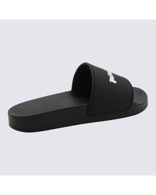 Palm Angels Black And White Rubber Slides