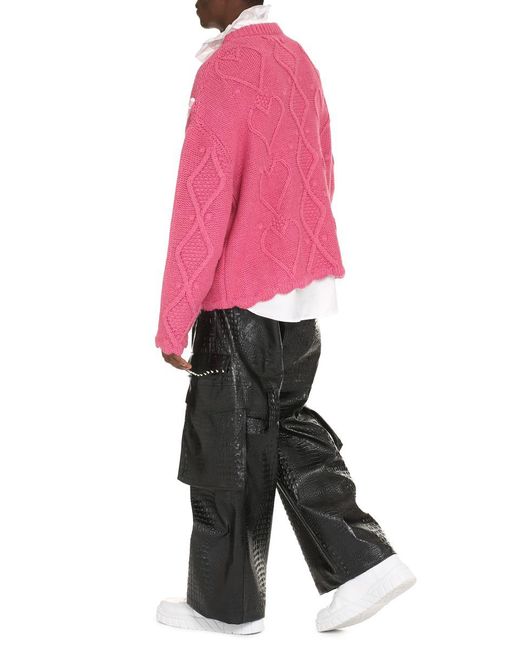 Gcds Pink Wool Blend Pullover for men