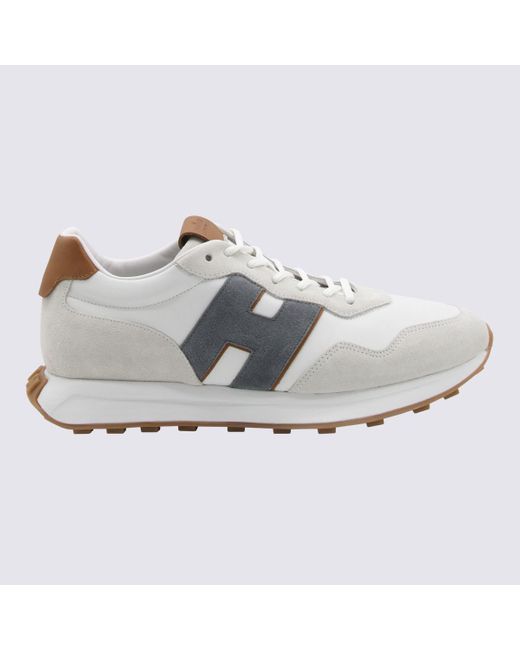 Hogan Gray White And Grey Leather Sneakers for men