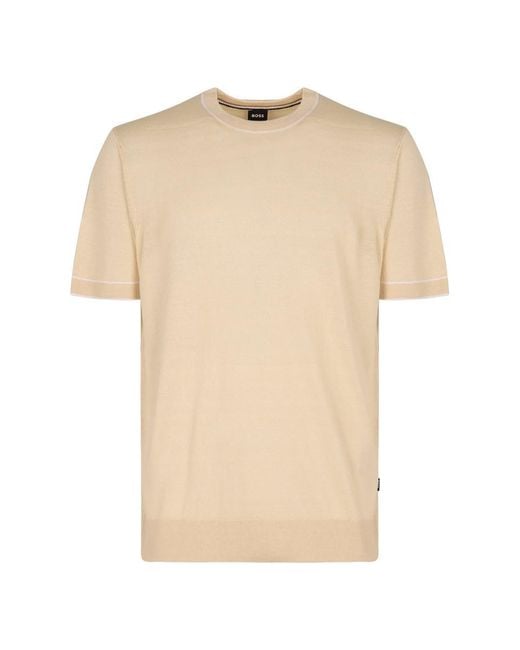 Boss Natural Short Sleeve Sweater for men