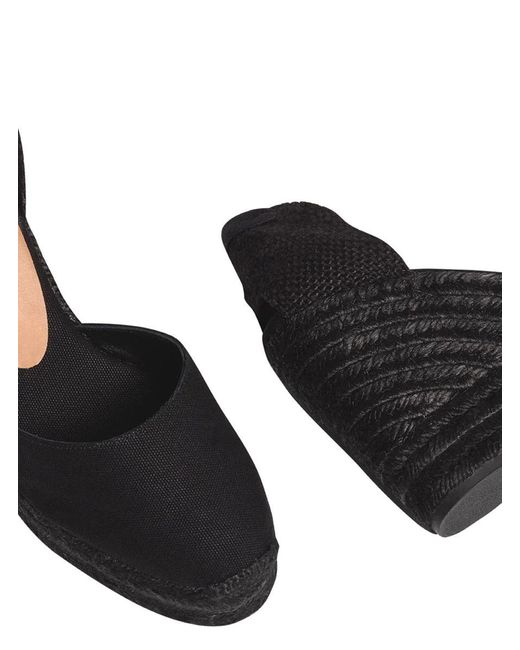 Castaner Black Carina Espadrille Sandals With Wedge Heel In Cotton Woman