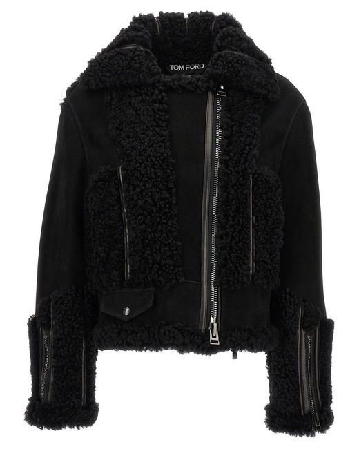 Tom Ford Black Suede Shearling Jacket Casual Jackets