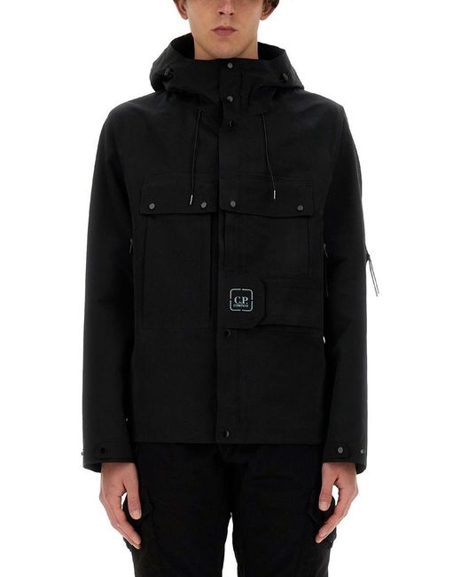 C P Company Black Hooded Jacket for men
