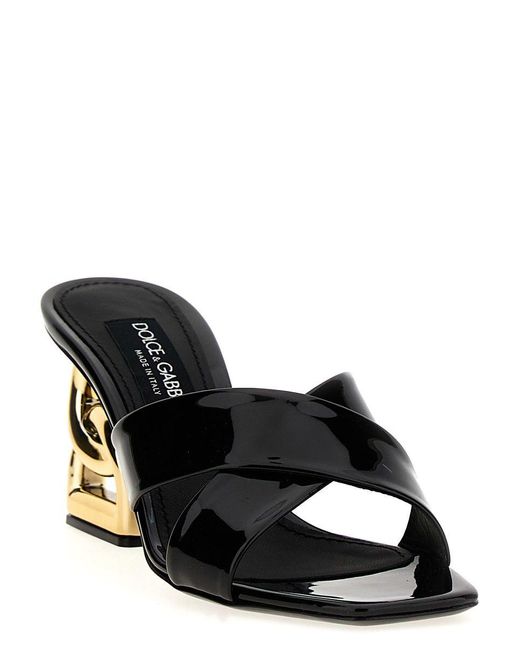 Dolce & Gabbana Black Logo Heel Mules