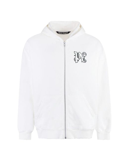Palm Angels White Sweatshirt With Zip for men