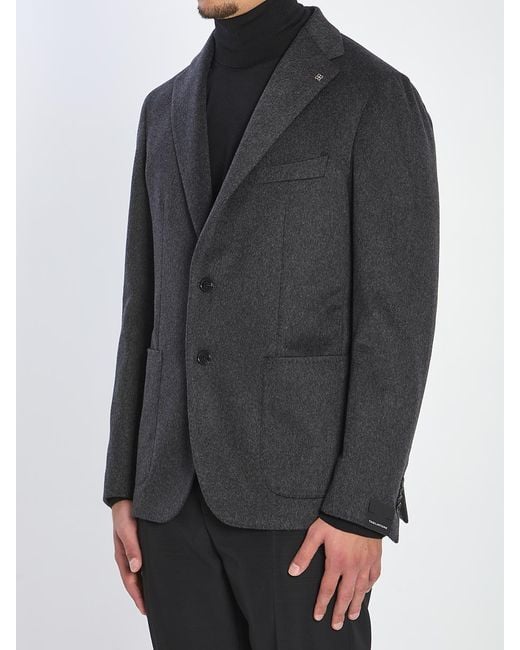 Tagliatore Gray Single-Breasted Cashmere Jacket for men