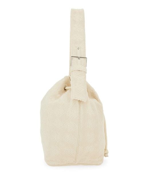 Tory Burch Natural Oversized "T Monogram" Bucket Bag