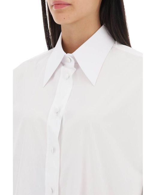 Dolce & Gabbana White Maxi Shirt With Satin Buttons