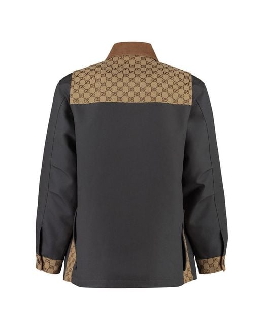 Gucci Gray Cotton Shirt Model Jacket for men