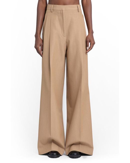 Burberry Natural Brown Wide-leg Tailored Trousers