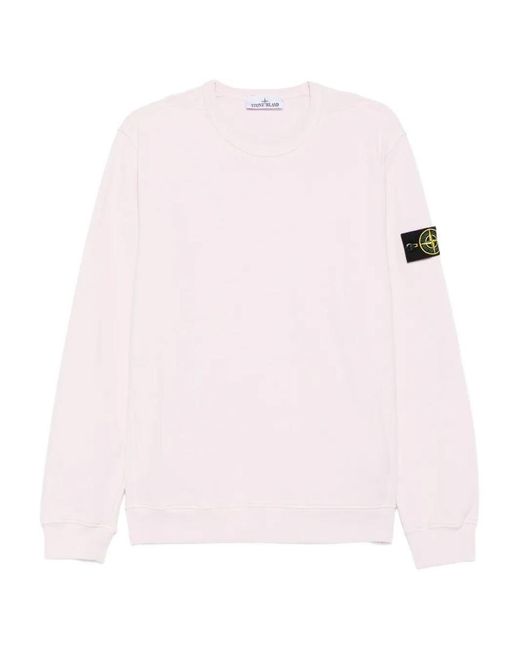 Stone Island Pink Cotton Fleece Crew Neck Sweatshirt for men