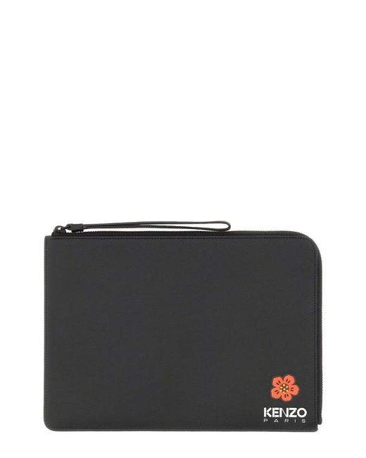 KENZO Black Leather Clutch for men
