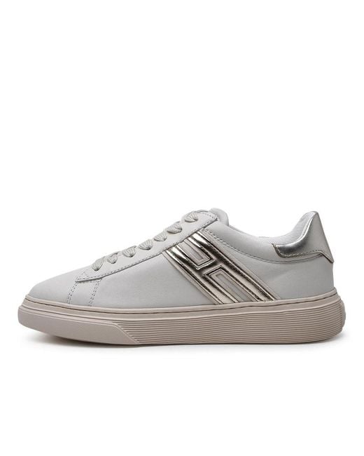 Hogan Gray H365 Ivory Leather Sneakers