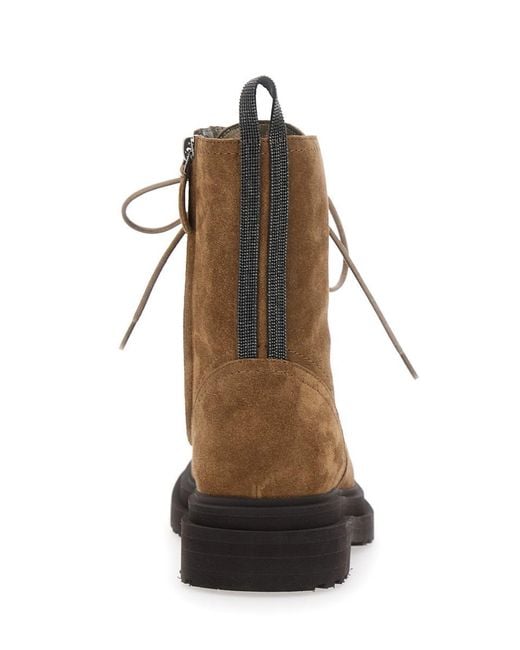 Brunello Cucinelli Brown Boots With Back Monils Detail