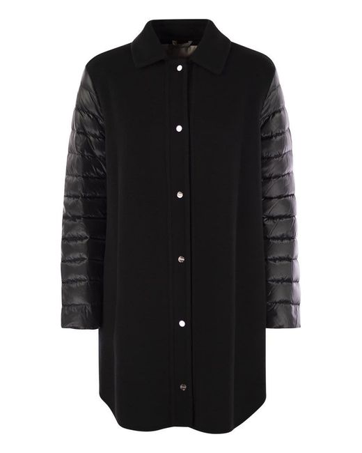 Herno Black Coat With Down Sleeves