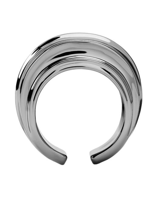 LAG World Gray 'Onda' Metallic Ring With Wave Silhouette And Open Rear