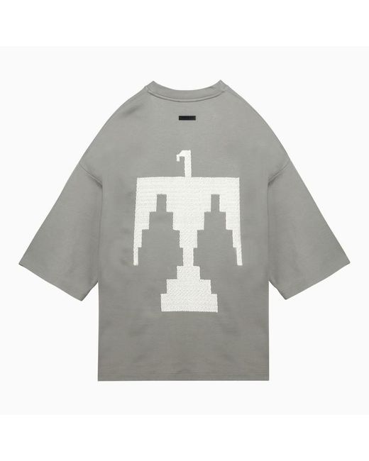 Fear Of God Gray T Shirt With Thunderbird Milano Paris Sky Embroidery for men