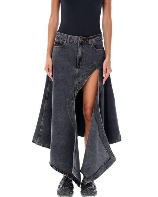 スカート Y/Project Blue Cutout Midi Skirt Y/Project Blue Cutout Denim Midi Skirt Y/Project