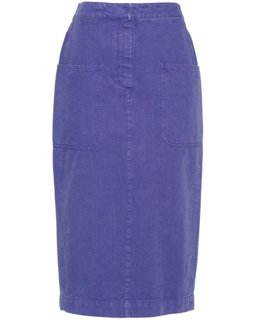 Max Mara Blue Cotton Midi Skirt