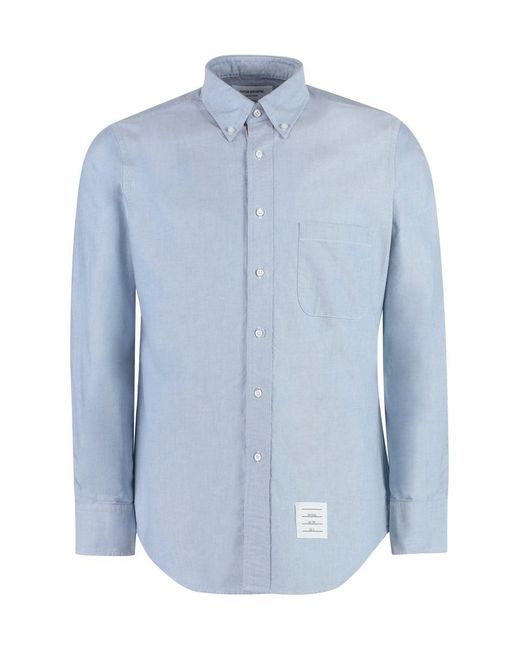 Thom Browne Blue Button-down Collar Cotton Shirt for men