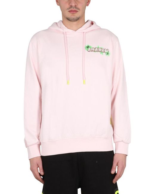 Barrow Pink Sweatshirt With Logo Print Unisex