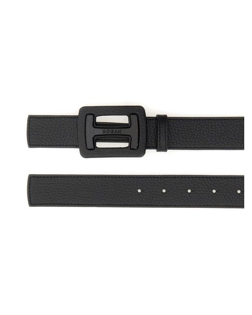 Hogan Black Leather Belt