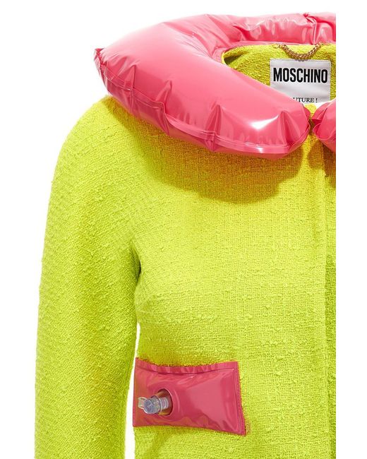 Moschino Yellow Giacca Cropped Tweed Gonfiabile
