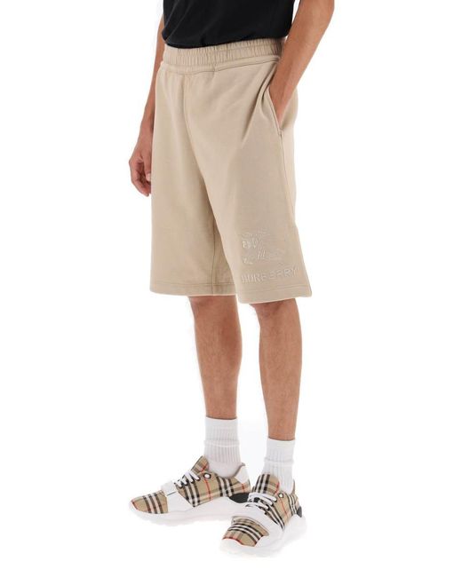 Burberry Natural Taylor Sweatshorts With Embroidered Ekd for men