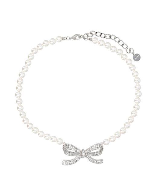 Self-Portrait White Bow Necklace