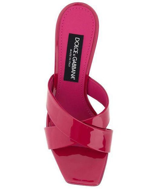 Dolce & Gabbana Red Leather Crossover Strap Mules