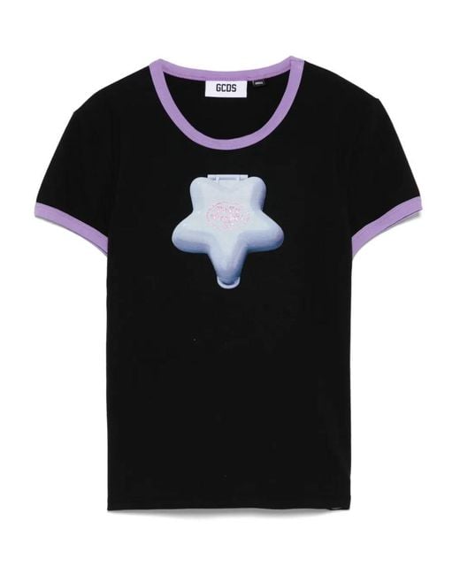 Gcds Black Stretch Cotton T-Shirt