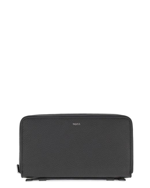 Boss Gray Logo Leather Wallet for men