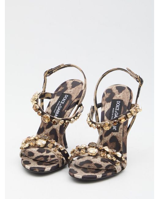 Dolce & Gabbana White Animal Print Sandals