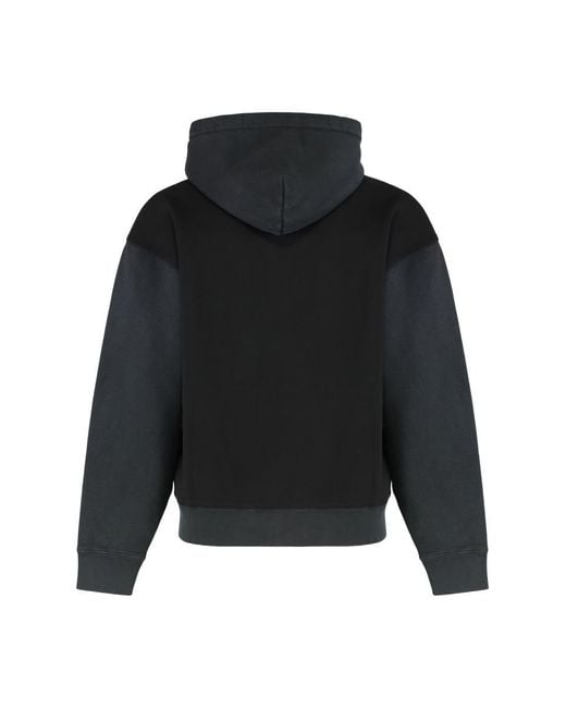 Our Legacy Black Hooded Sweatshirt With Zipper In Cotton for men