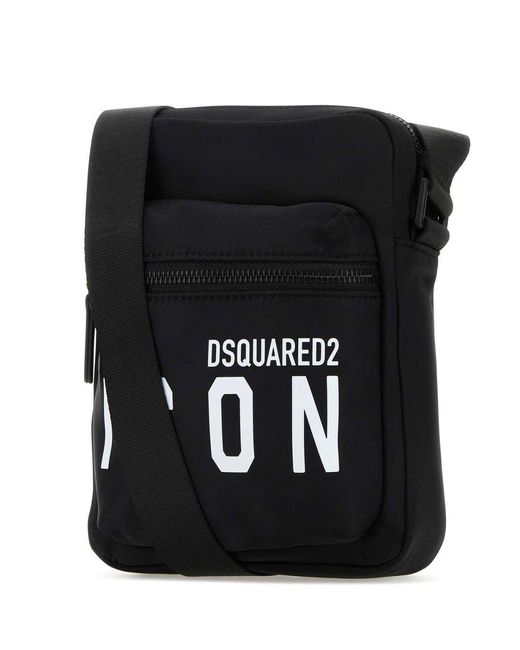 DSquared² Black Icon Nylon Crossbody Bag for men