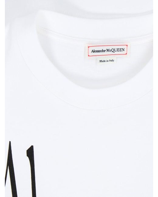 Alexander McQueen White Logo Print T-Shirt