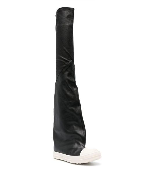 Rick Owens White Thigh-high Leather Sneaker Boots