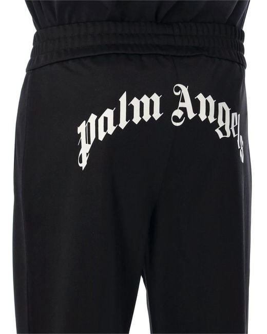 Palm Angels Black Back Curved Logo Track Pants for men