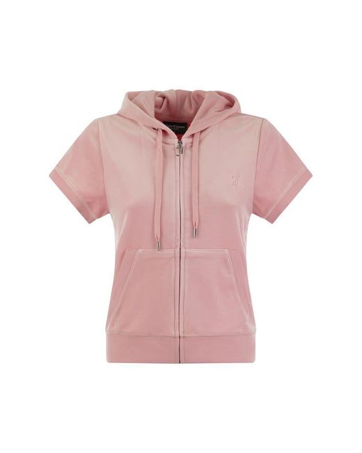 Juicy Couture Pink Short-sleeved Velvet Hoodie