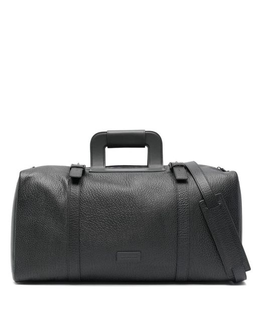 Emporio Armani Black Leather Duffle Bag for men