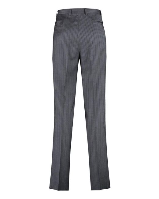 Canali Blue Pin-striped Wool Tailored Trousers for men