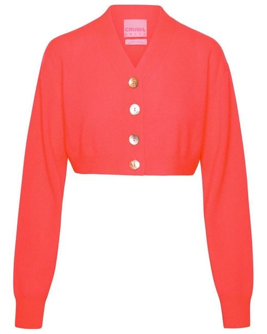 Coral cashmere cardigan top