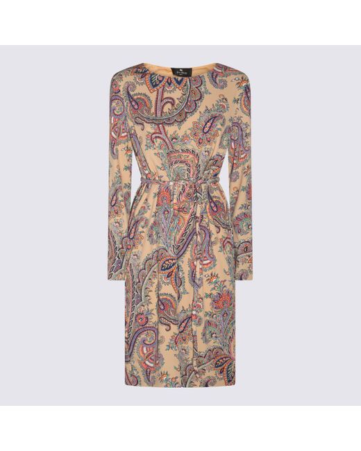Etro Brown Pasley - Print Belted Dress