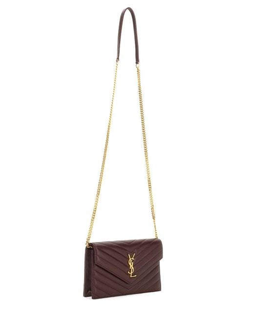 Saint Laurent White Portafoglo "Envelope Cassandre" Con Catena