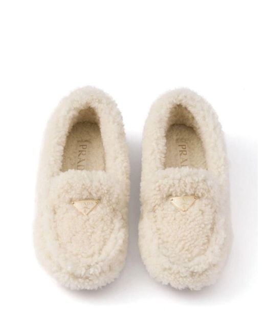 Prada Natural Shearling Driving Shoes
