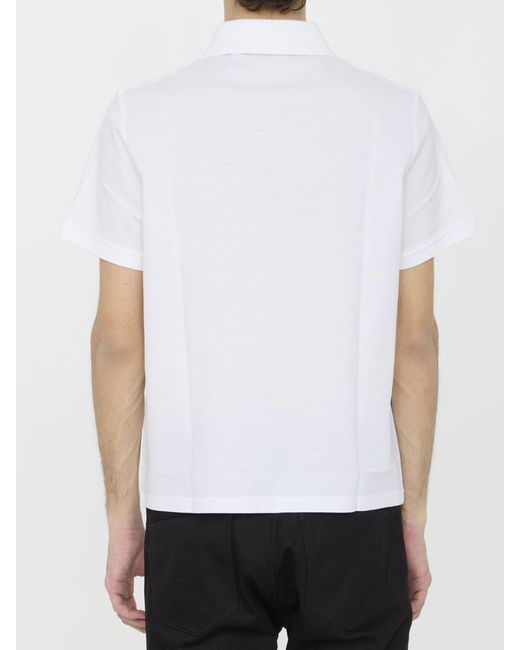 Saint Laurent White Monogram Polo Shirt for men