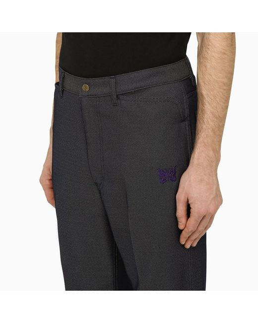 Needles Black Straight Twill Trousers for men